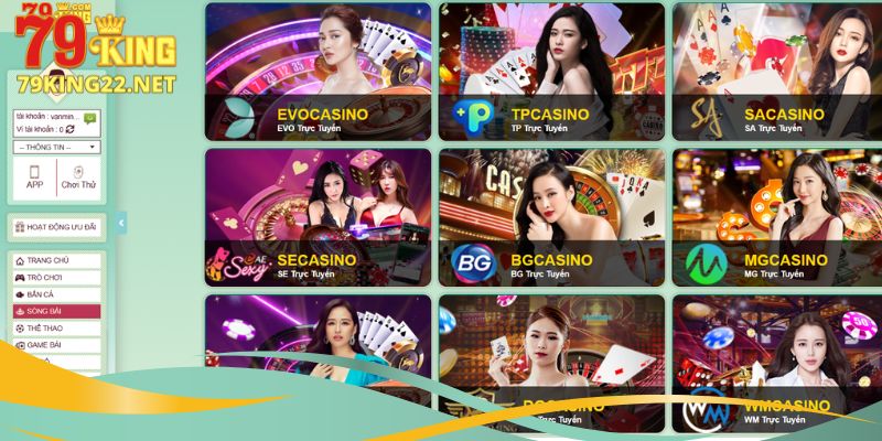 Top những sảnh game hấp dẫn tại casino của 79King